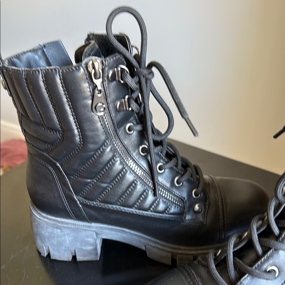 GBG Black Quilted Lace-Up Ankle Boots - Picture 6 of 17